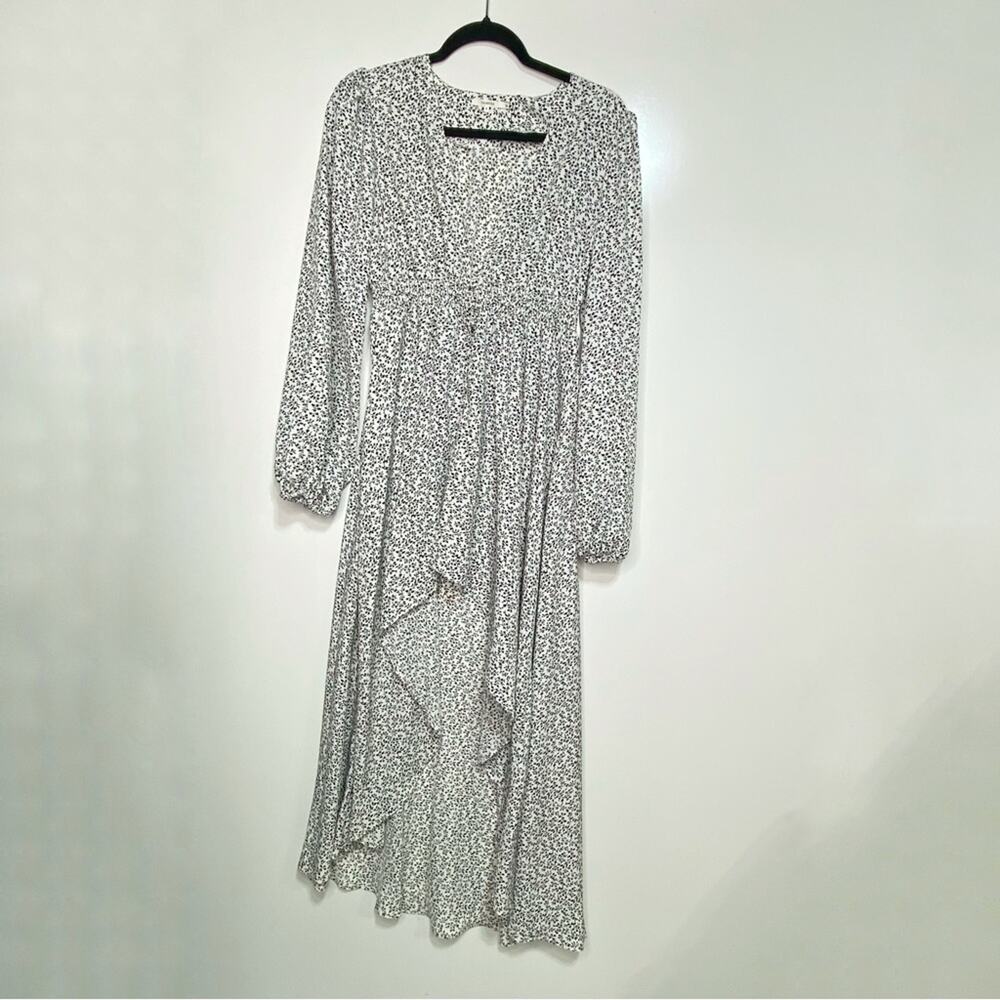 Tularosa Aritzia Long Sleeve Black, White Floral Drift Away High Low Top, Dress
